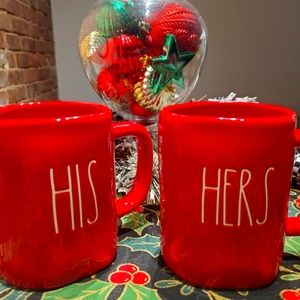 Rae Dunn His and Hers Red Coffee Mugs